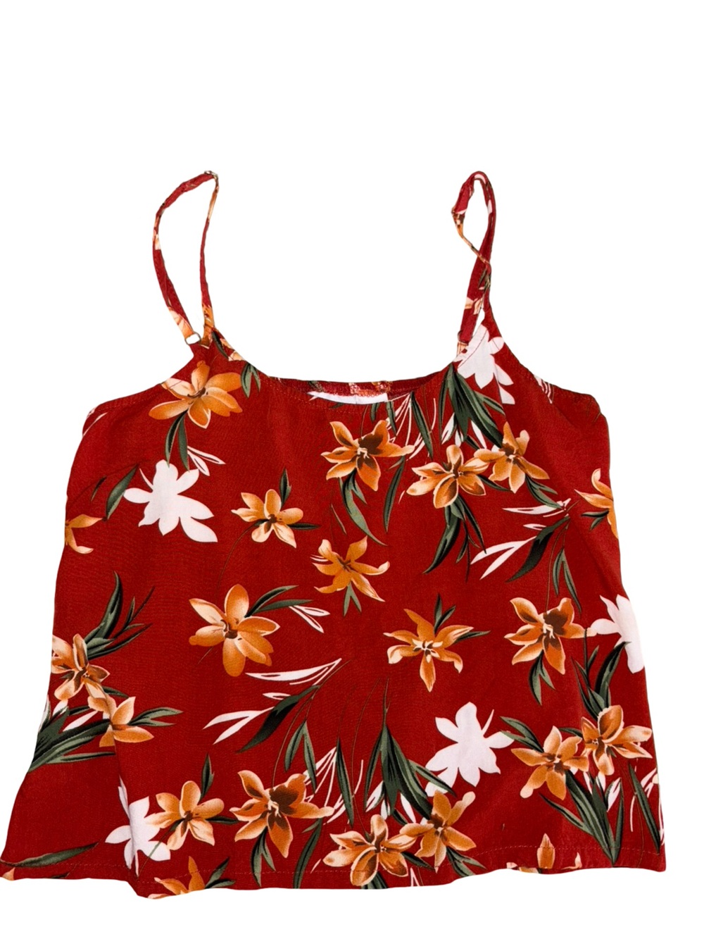 Ron Jon Surf Shop Burnt Orange Tropical Floral Cami Tank Top Size Large